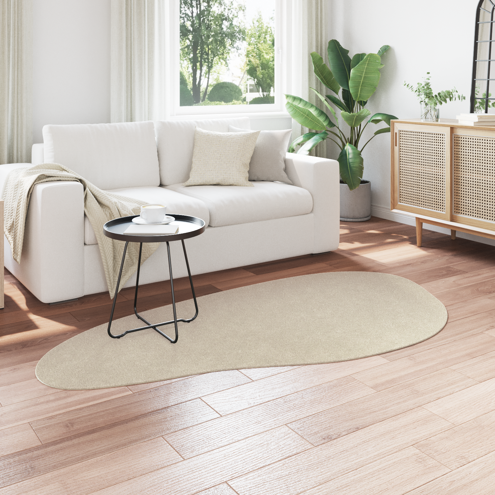 vidaXL Vloerkleed HUARTE kortpolig zacht en wasbaar 100x200 cm beige