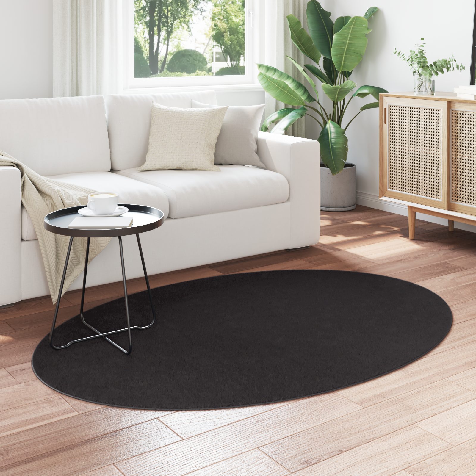 vidaXL Kleed 'HUARTE'Zwart 120x170 cm Ovaal