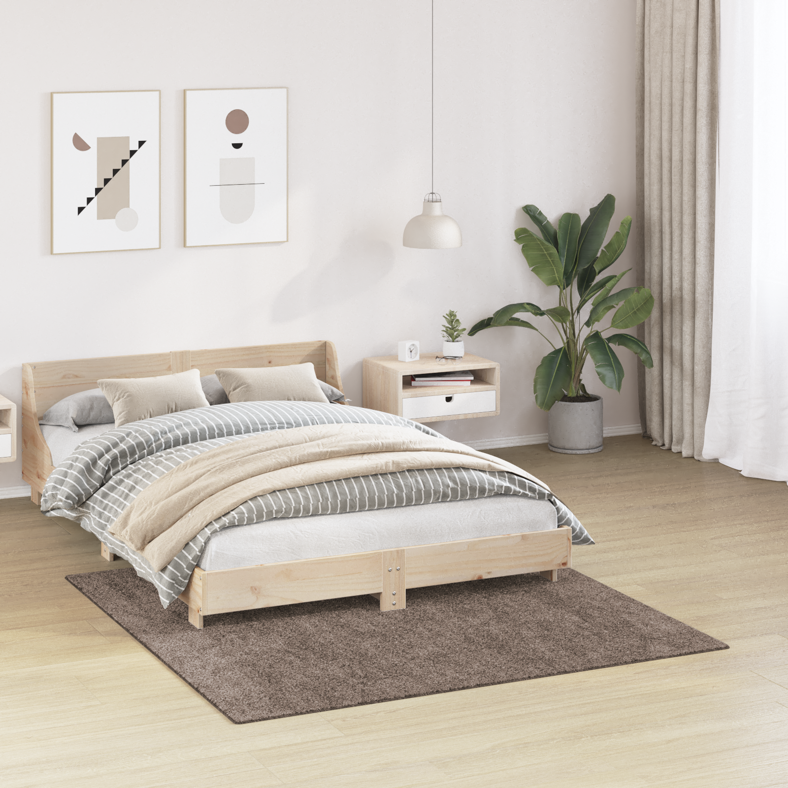 vidaXL Shaggy Tapijt Hoge Pool Bruin 160x160 cm PP