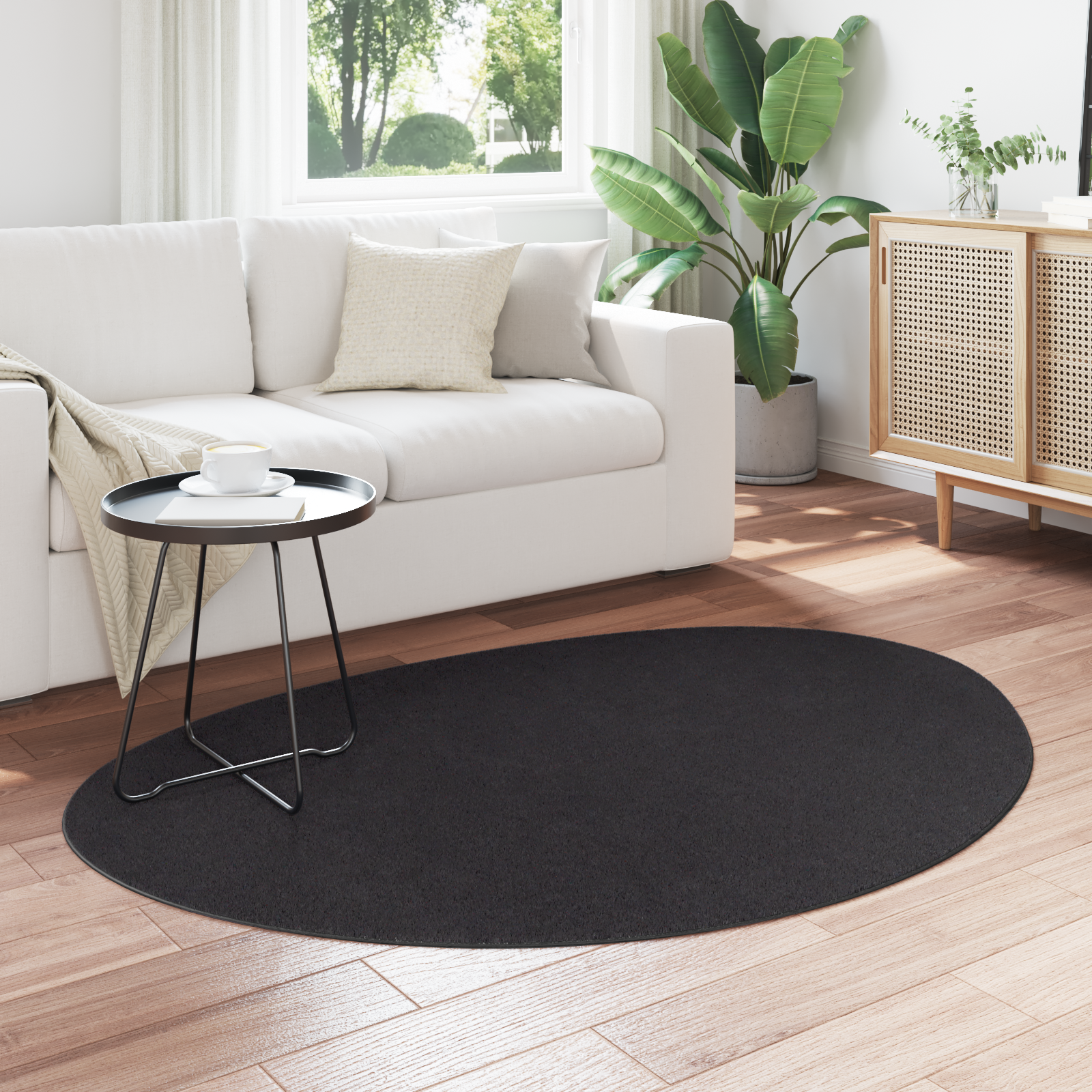 vidaXL Vloerkleed HUARTE kortpolig zacht en wasbaar 120x170 cm zwart