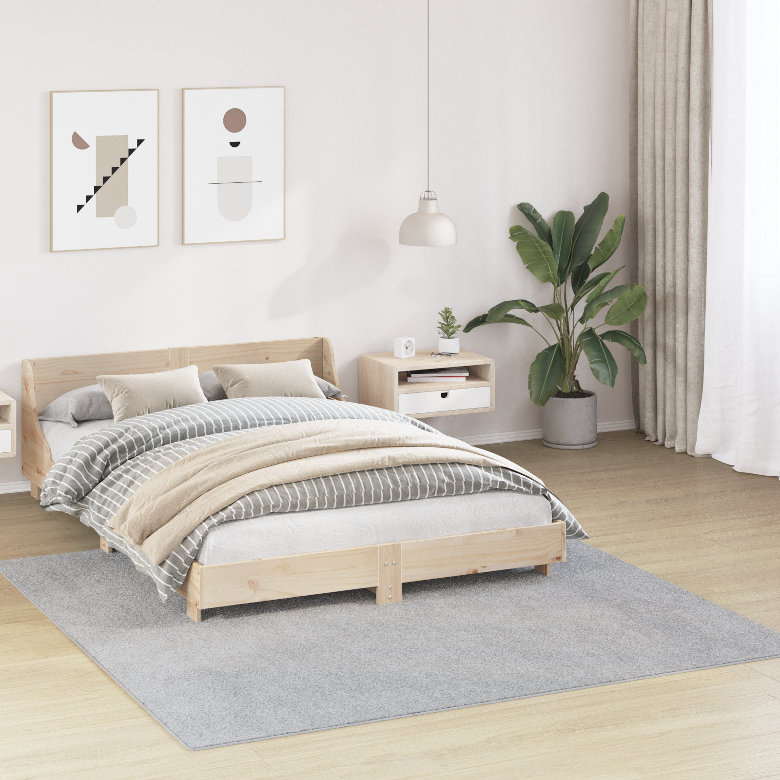 vidaXL Shaggy Tapijt Hoogpolig Grijs 200x200 cm PP