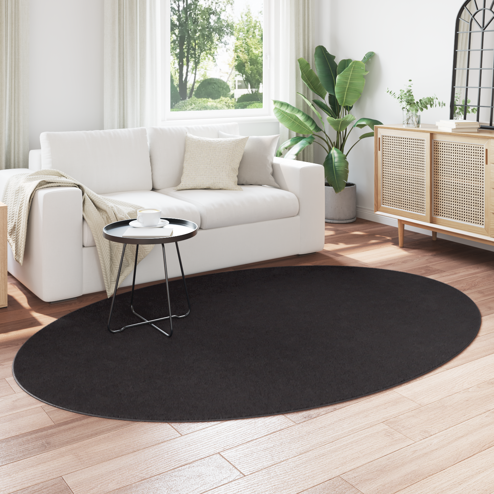 vidaXL 'HUARTE'Zwart Ovaal Tapijt 160 x 230 cm