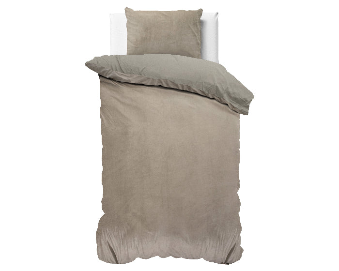 RoyalTextile - Velvet Uni Dekbedovertrek Taupe/Grijs - 140 x 220