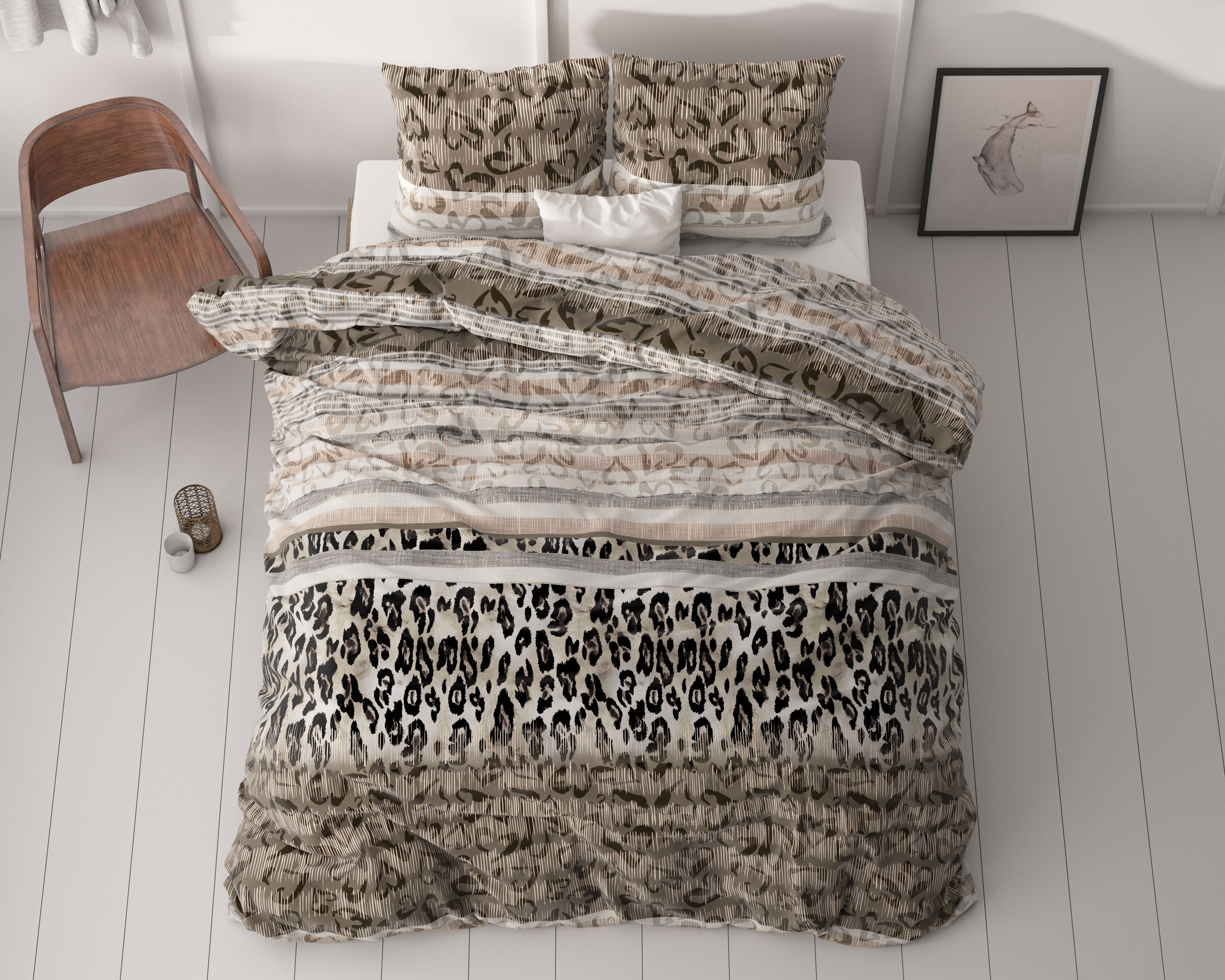 RoyalTextile - Tiger Leopard Taupe Dekbedovertrek - 140 x 220
