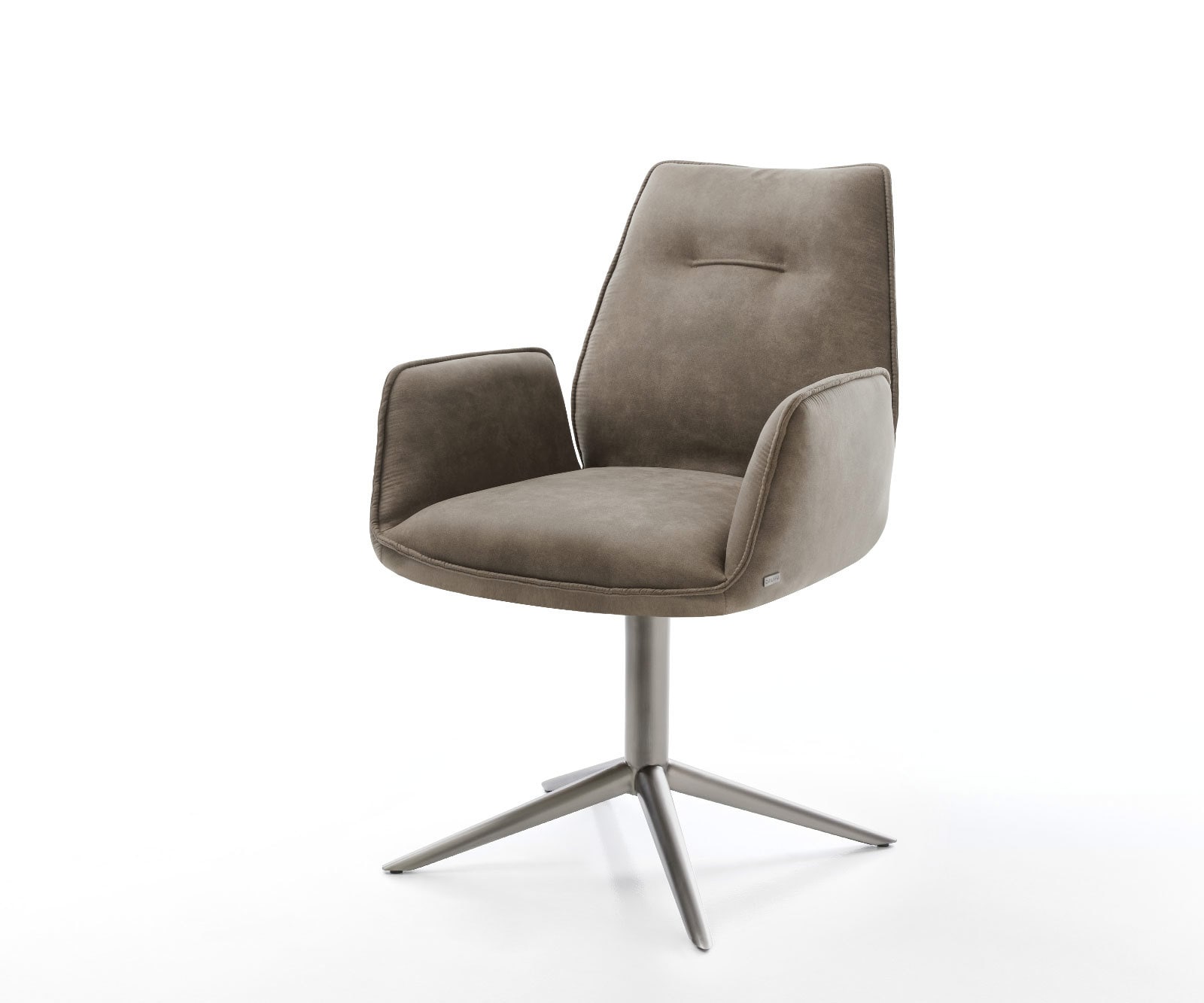 DELIFE Drehstuhl Zoa-Flex Mikrofaser Taupe Vintage Fußkreuz Graphit 360° drehbar Wippfunktion Taschenfederkern