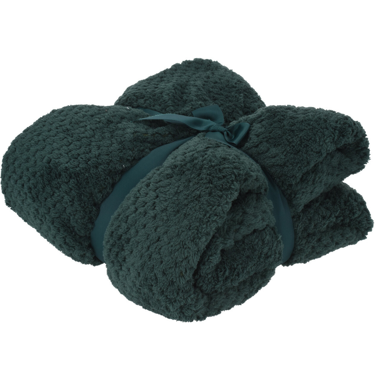 H&S Collection Polyester fleece deken/dekentje/plaid 130 x 170 cm donkergroen -