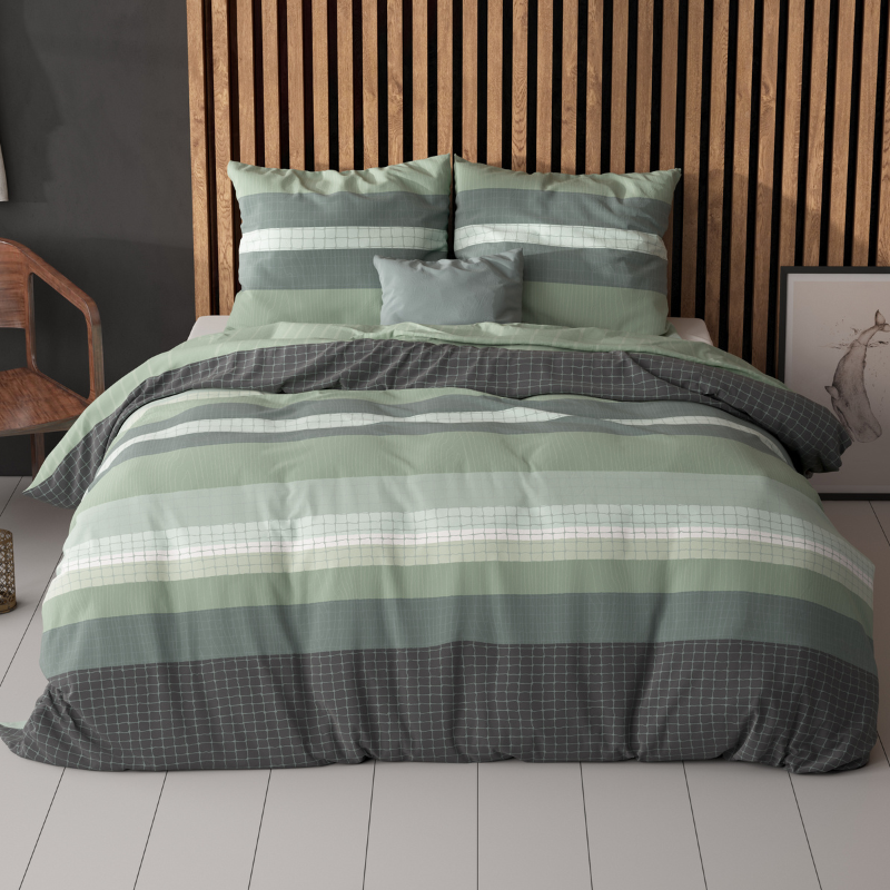 Sleeptime Classy Dekbedovertrek Gradient Stripe Strepen 200x200 Cm Anti Allergie & Zacht  - 