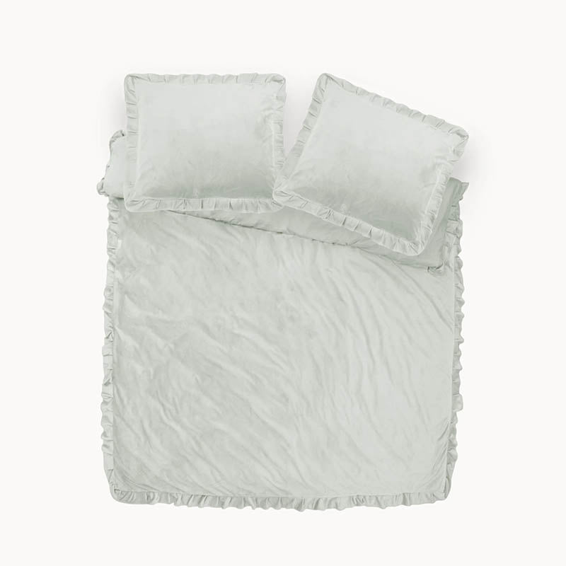 Dreamhouse Dekbedovertrek Velvet Ruffles Effen 240x200 Cm Zwart Anti Allergie  - 