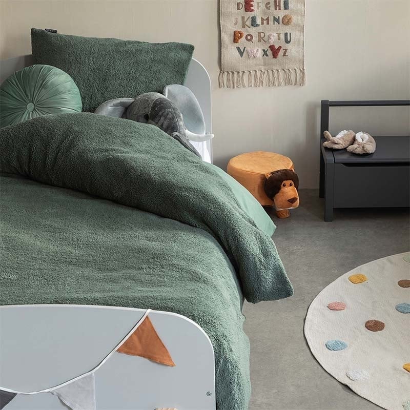 Fresh and Co Dekbedovertrek Teddy Kids Groen Effen 140x200 Cm Verwarmend  - 