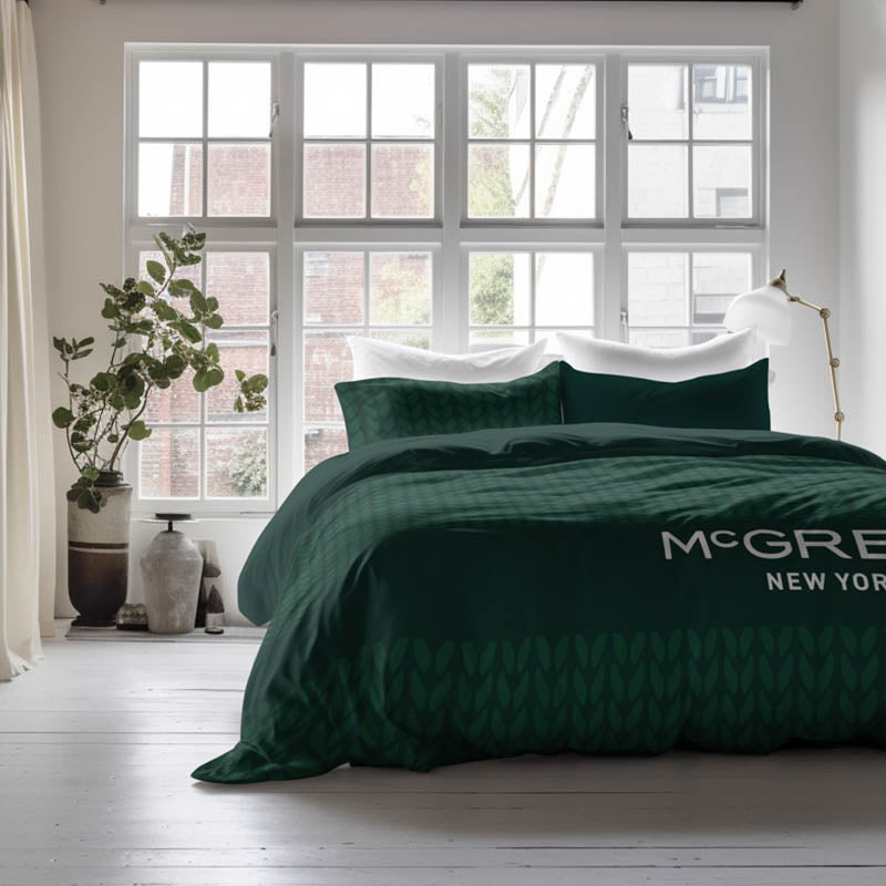 McGregor Dekbedovertrek  Midtown Groen Tekst & Patroon 140x200 Cm  - 