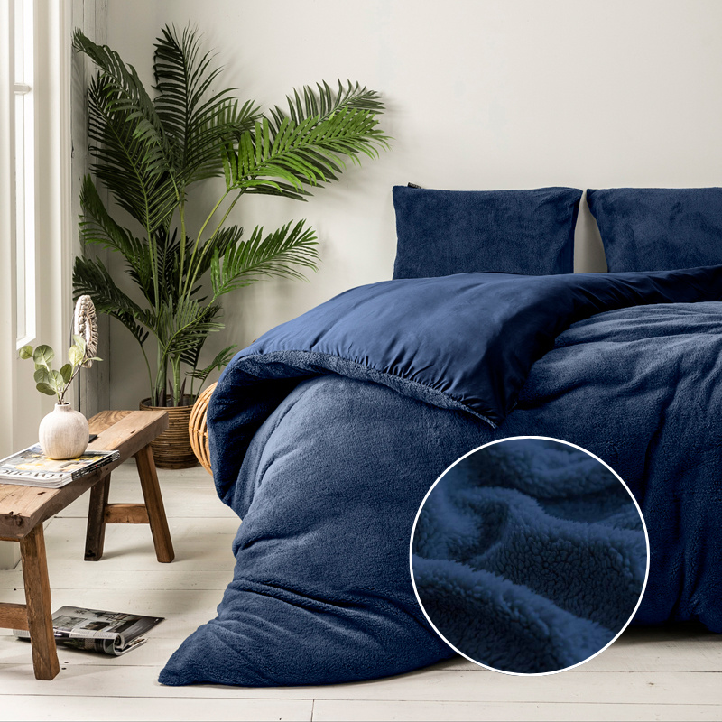 Fresh and Co Dekbedovertrek Summer Teddy Navy Effen 140x200 Cm Verwarmend  - 