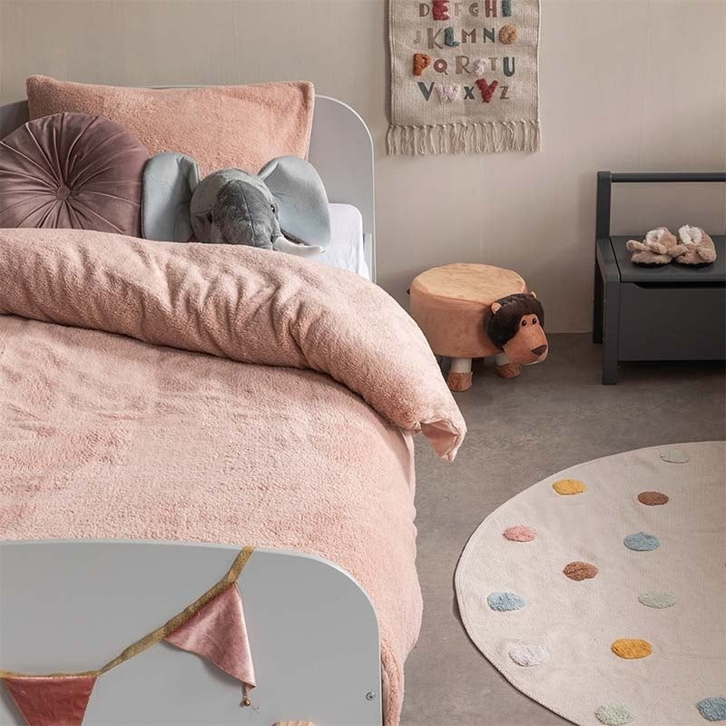 Fresh and Co Dekbedovertrek Teddy Kids Roze Effen 140x200 Cm Verwarmend  - 