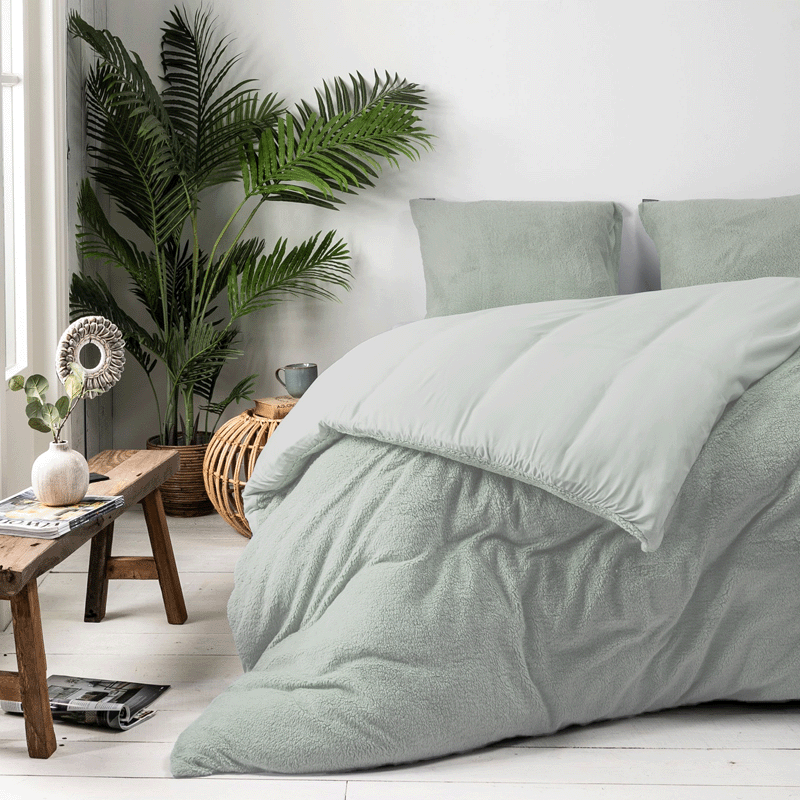 Fresh and Co Dekbedovertrek Summer Teddy Jade Effen 140x200 Cm Verwarmend  - 