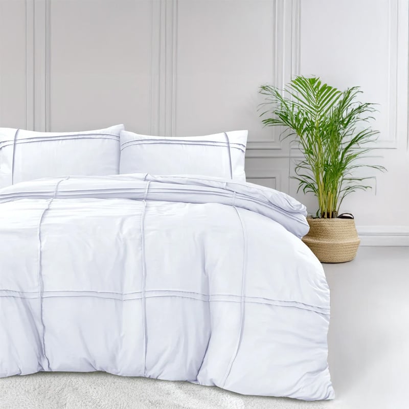 Sleeptime Dekbedovertrek Washed Tufted Effen 140x200 Cm Wit Anti Allergie  - 