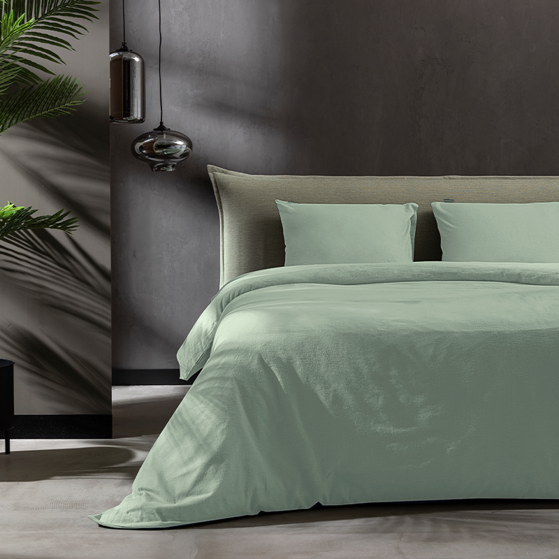 Fresh and Co Dekbedovertrek Katoen Flanel Uni Effen 240x200 Cm Zacht Groen Verwarmend  - 