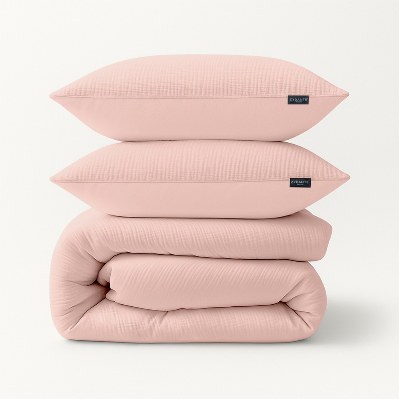 Zydante Dekbedovertrek Mousseline Roze Effen 200x200 Cm Anti Allergie & Anti Huisstofmijt & Zacht  - 
