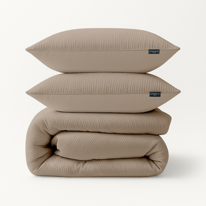 Zydante Dekbedovertrek Mousseline Taupe Effen 240x200 Cm Anti Allergie & Anti Huisstofmijt & Zacht  - 