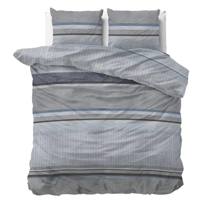 Sleeptime Dekbedovertrek Tados Grey Strepen 240x200 Cm Anti Allergie & Anti Huisstofmijt  - 