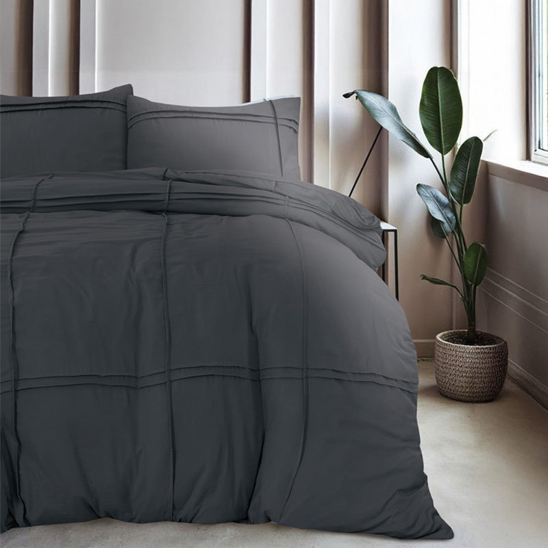 Sleeptime Dekbedovertrek Washed Tufted Effen 200x200 Cm Antraciet Anti Allergie  - 