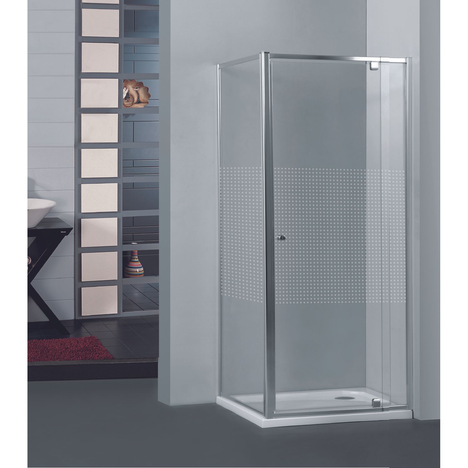 Allibert Vaste Wand Priva Universeel 80x190cm Kleine Vierkantjes
