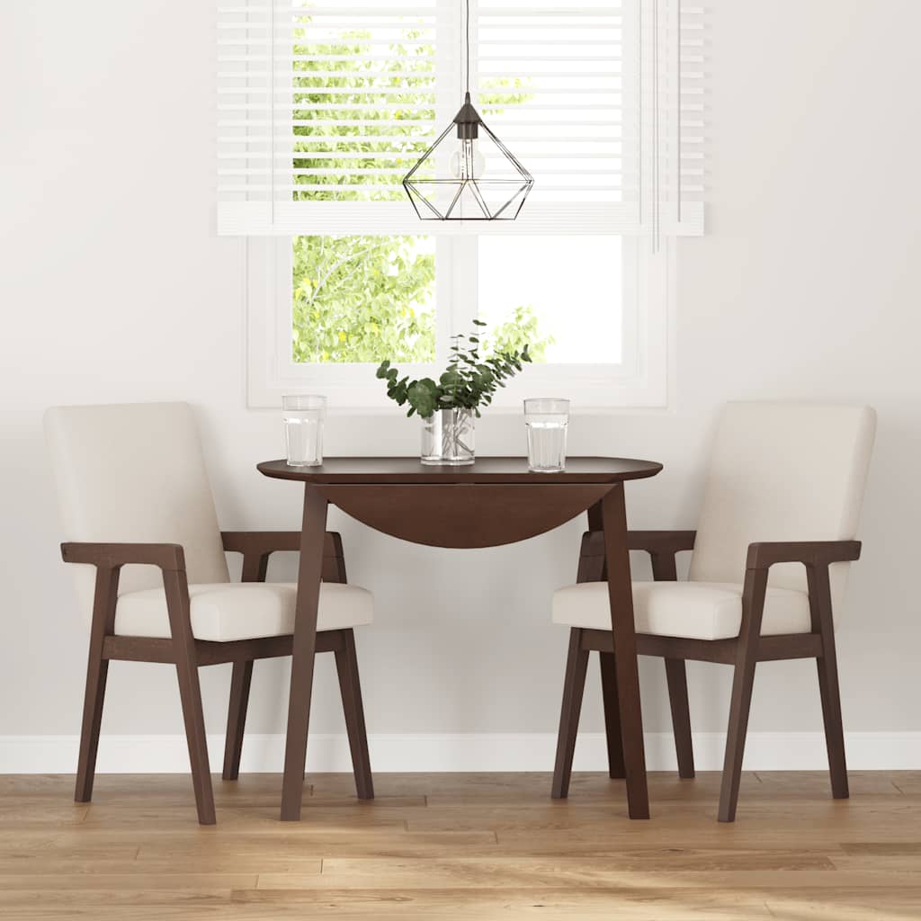 vidaXL Eetkamerstoelen met kussens 2 stuks bruin massief hout rubber
