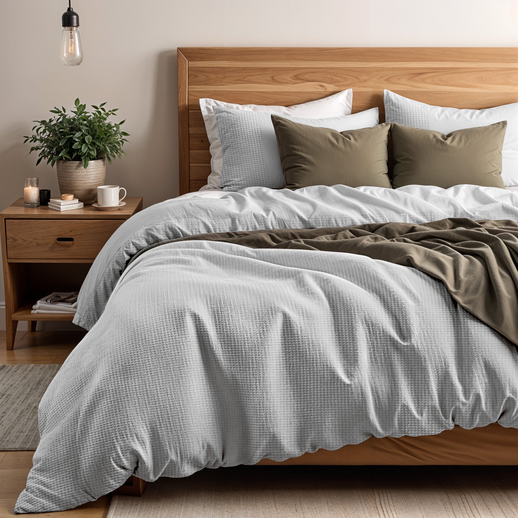 RoyalTextile - Waffle Grijs Dekbedovertrek - 260 x 200/260