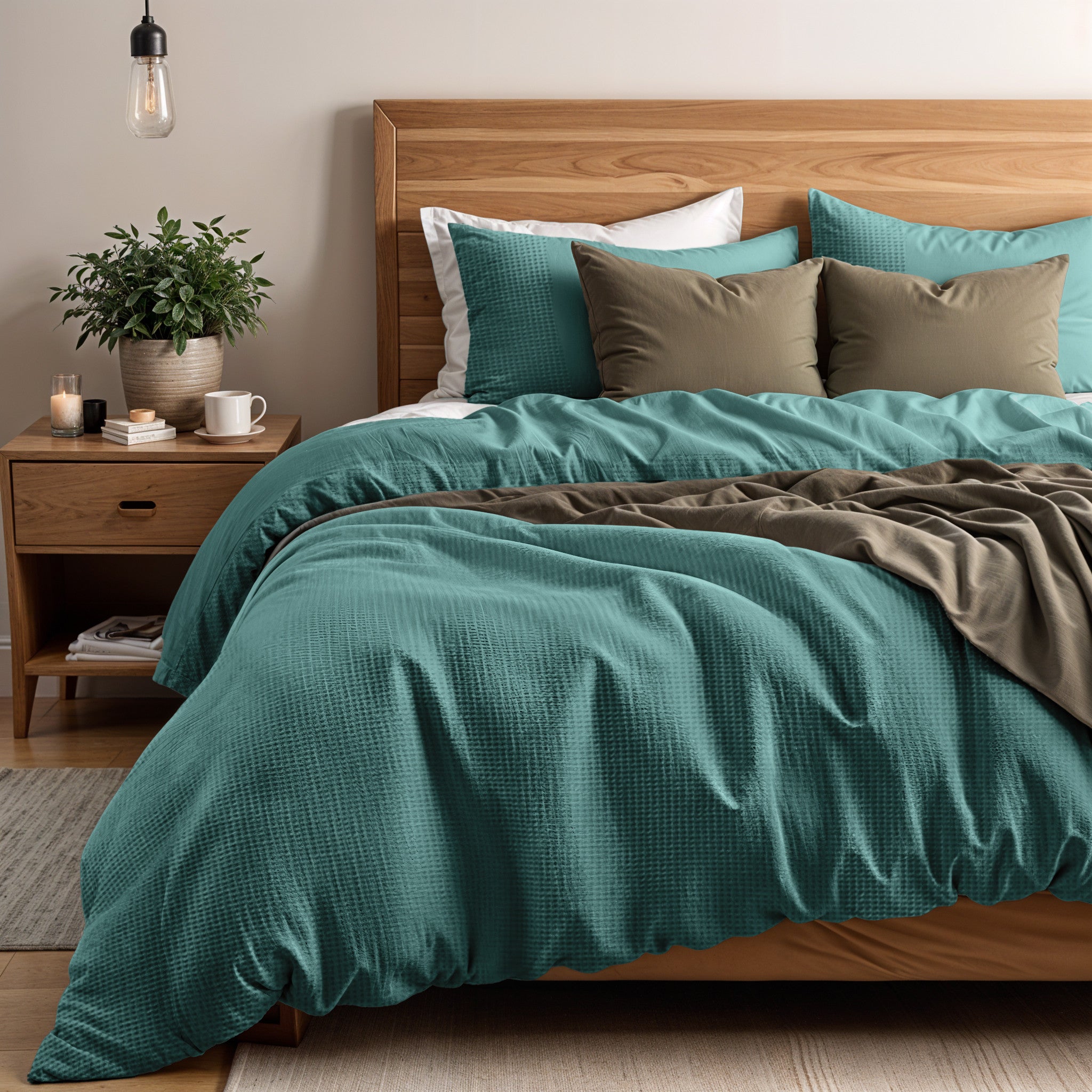 RoyalTextile - Waffle Groen Dekbedovertrek - 260 x 200/260