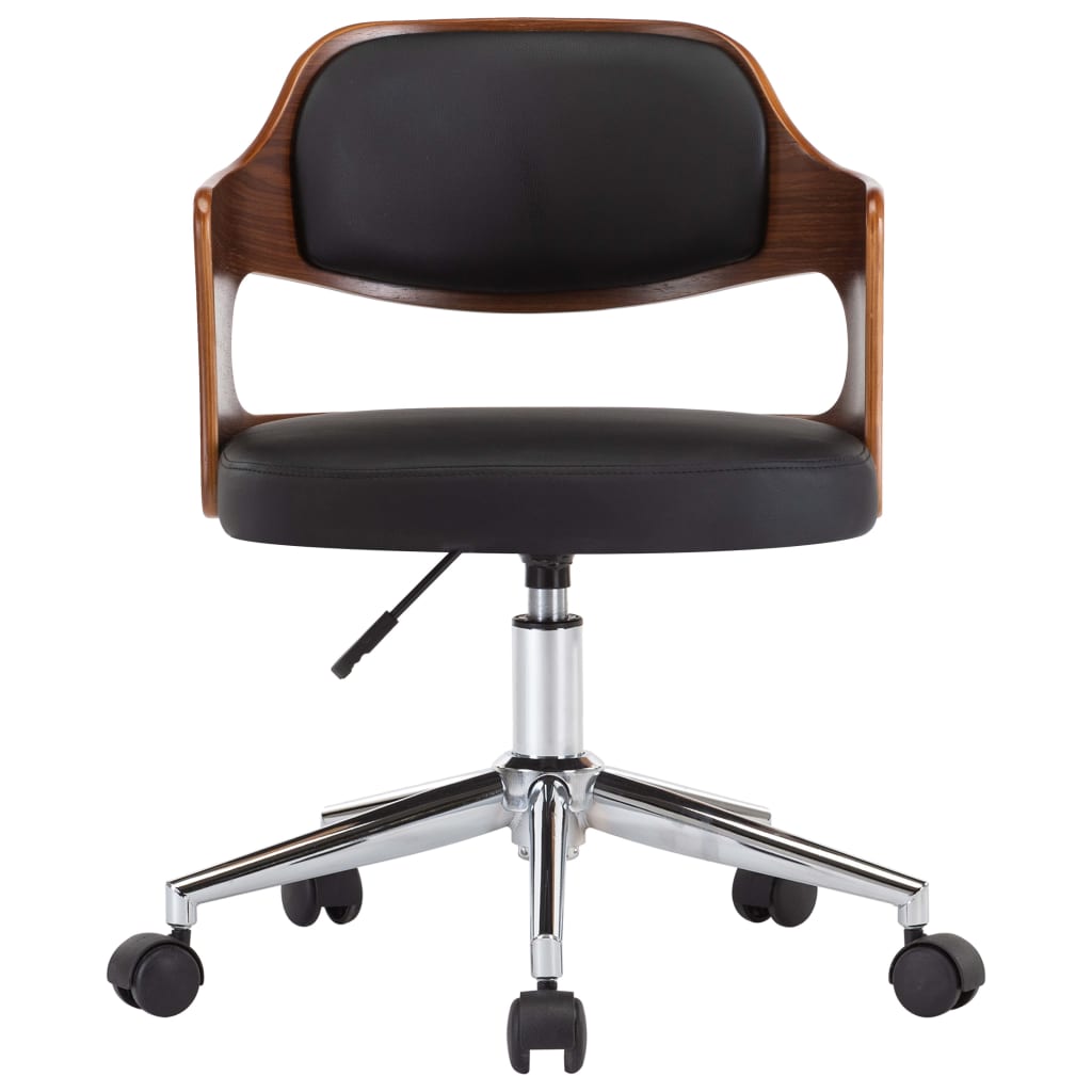 vidaXL Eetkamerstoelen 4 st draaibaar gebogen hout en kunstleer zwart