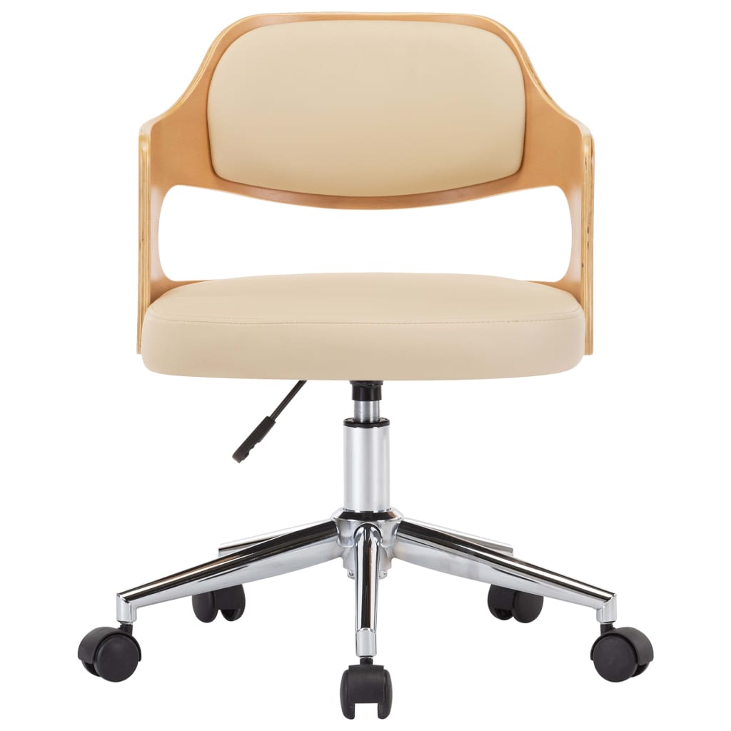 vidaXL Eetkamerstoelen draaibaar 4 st gebogen hout en kunstleer crème