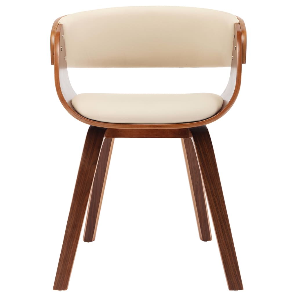 vidaXL Eetkamerstoelen 6 st gebogen hout en kunstleer crème