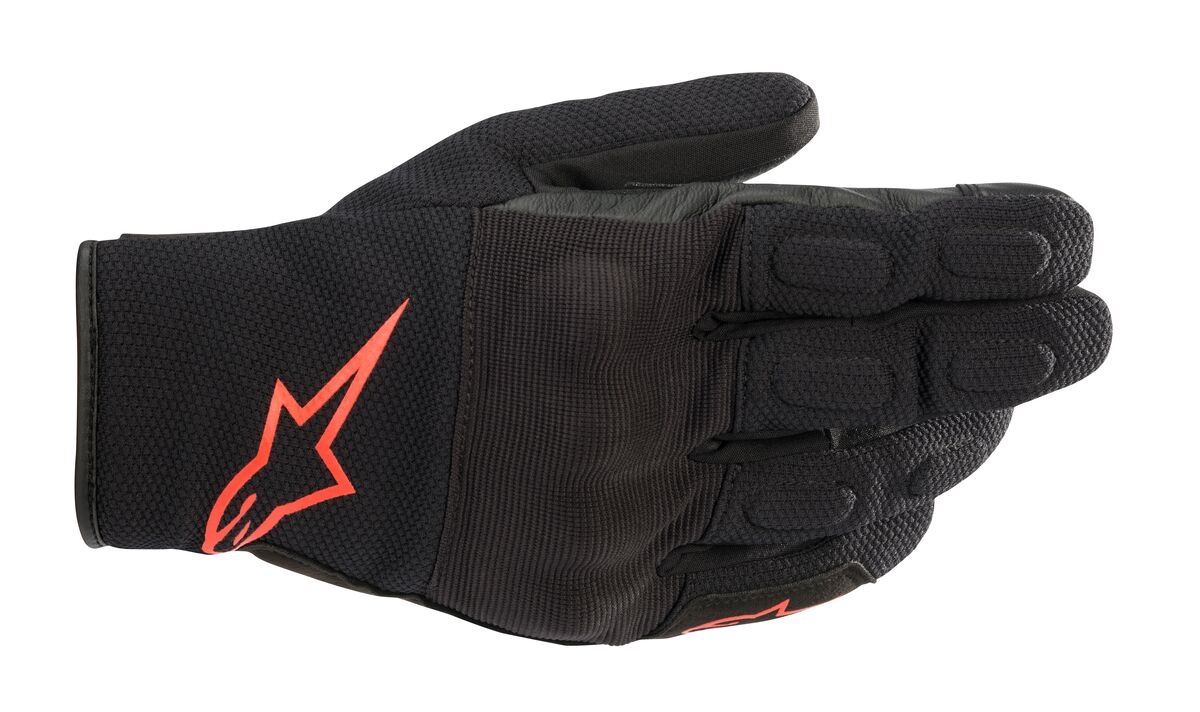 ALPINESTARS S Max Drystar, Tussenseizoen motorhandschoenen, Zwart-Rood Fluo