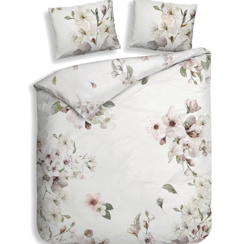 Heckett Lane Dekbedovertrek Fai Katoen Satijn Off White Bloemen 200x200 Cm Anti Allergie  - 