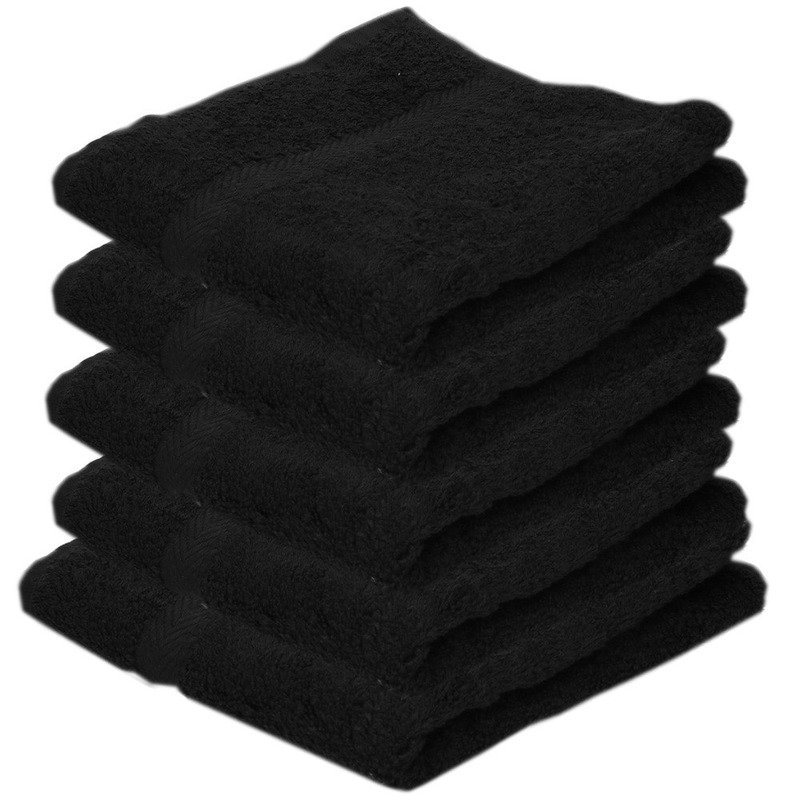 Towelcity 5x Luxe handdoeken zwart 50 x 90 cm 550 grams -
