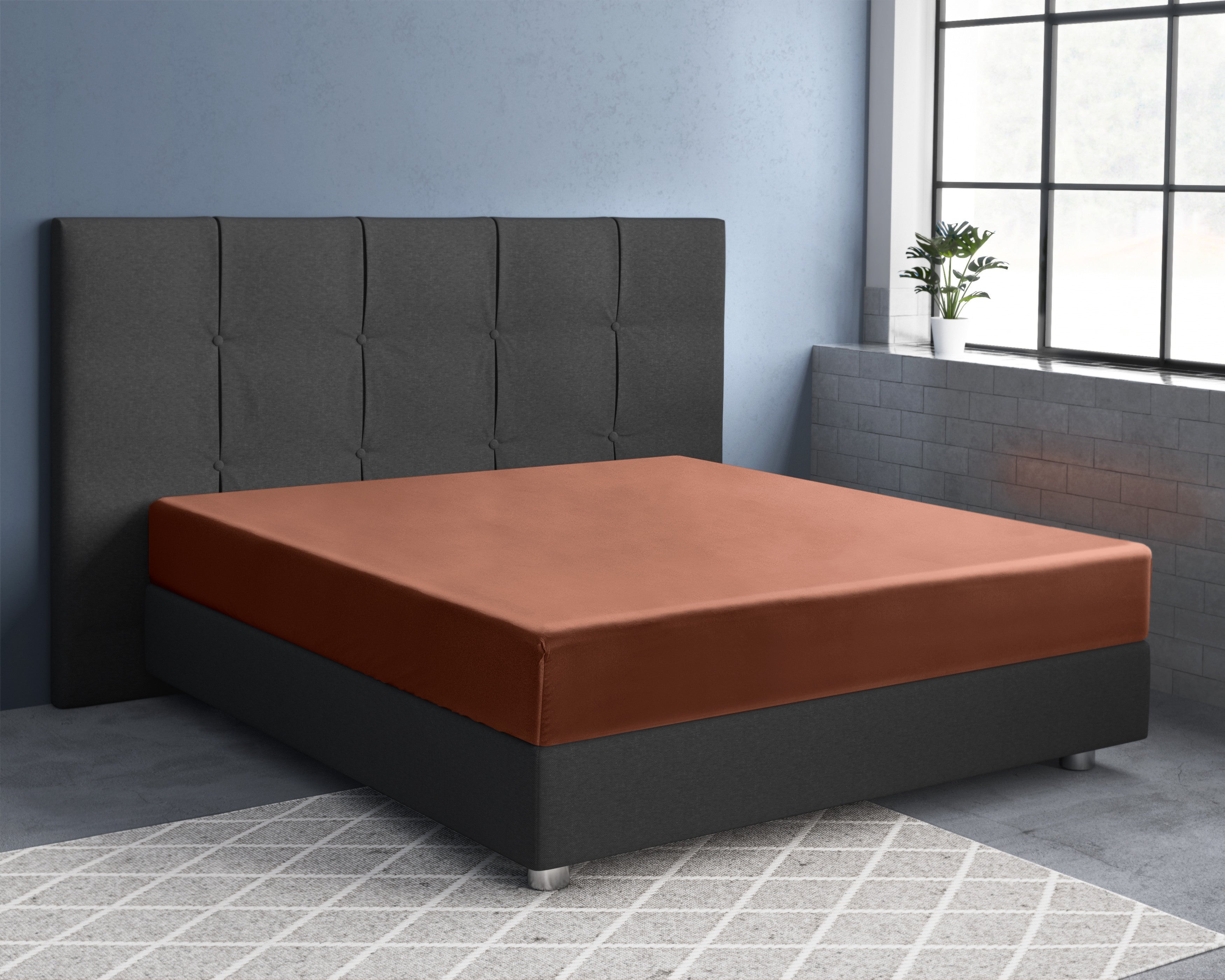 RoyalTextile - Hoeslaken Katoen-Satijn - Bruin - 180 x 200