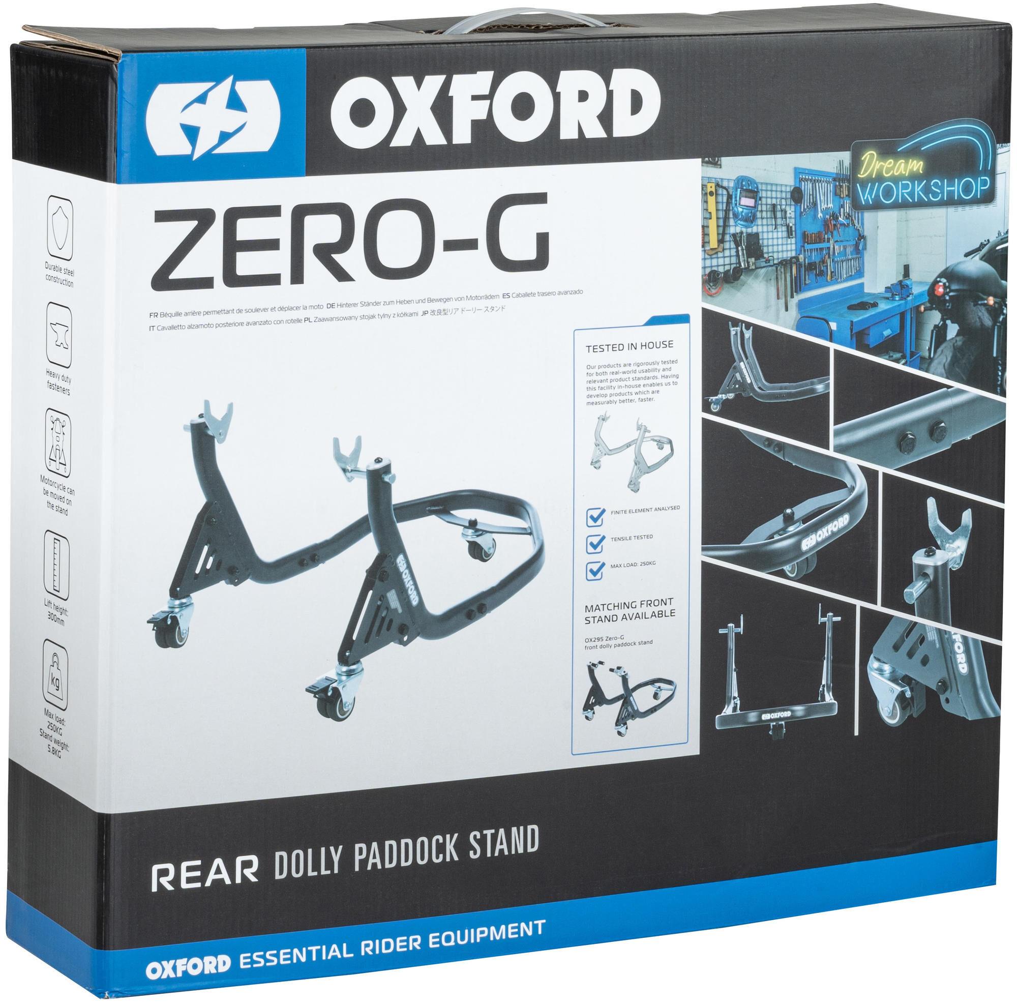 Paddockstand achterwiel ZERO-G Dolly, voor de motor, Grijs