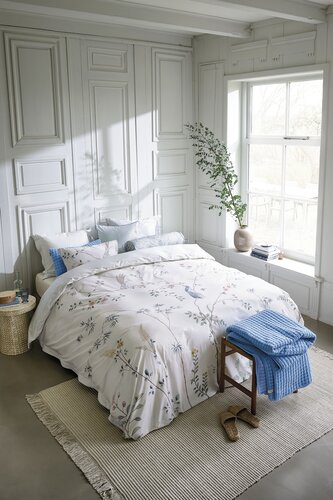 Pip Studio Dekbedovertrek Bamboo Blossom Wit 200x200/220 cm