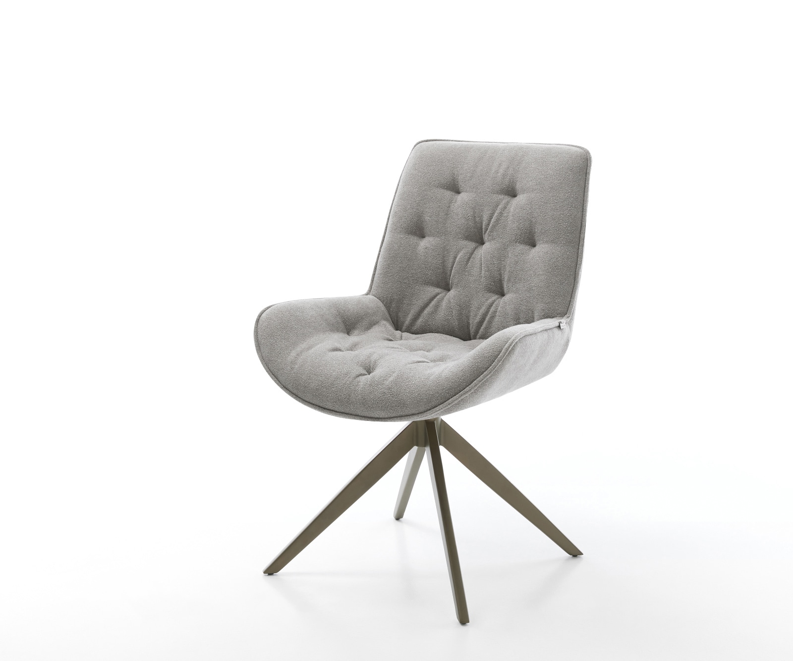 DELIFE Drehstuhl Taimi-Flex Strukturstoff Soft Grau Kreuzgestell breit Effektfinish Titan 360° drehbar Wippfunktion