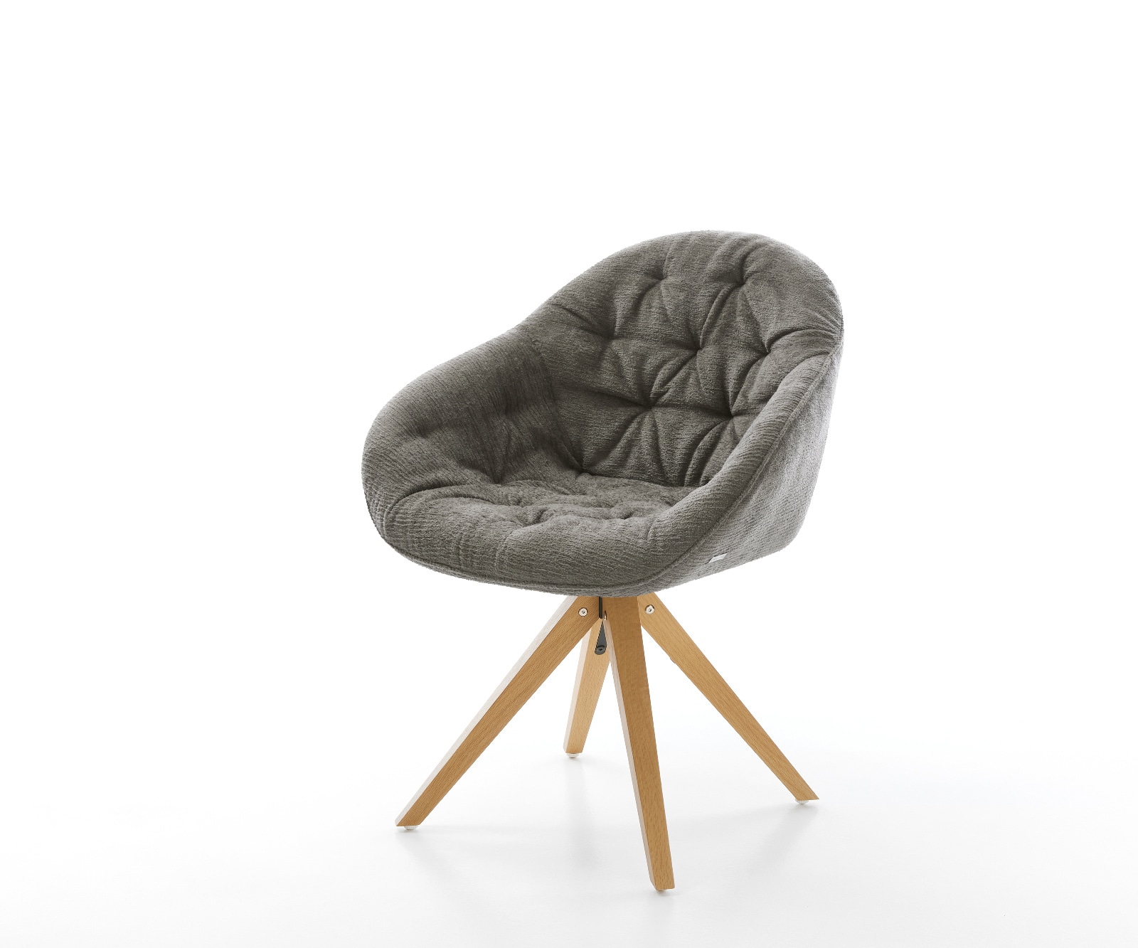 DELIFE Drehstuhl Gaio-Flex Bouclé Soft Schlamm Holzgestell kantig Natur 180° drehbar