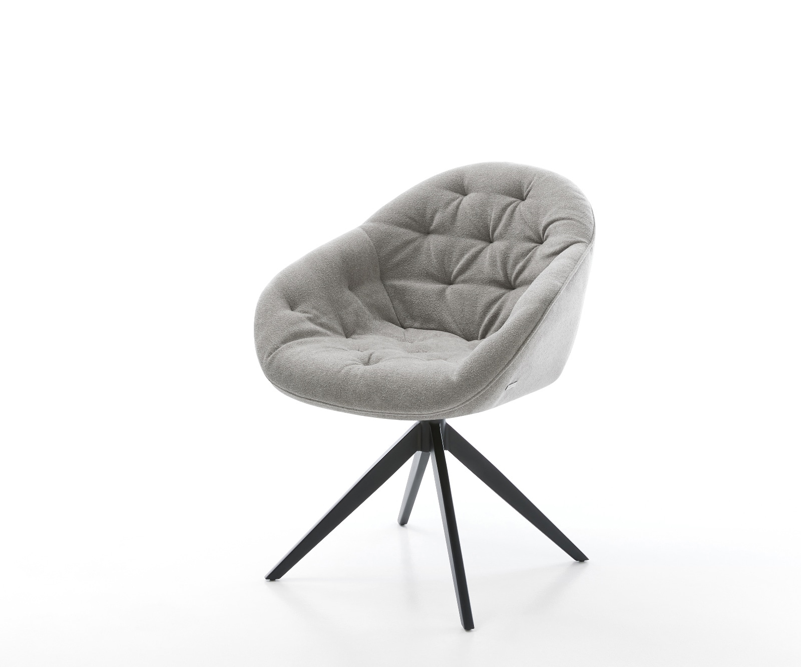 DELIFE Drehstuhl Gaio-Flex Strukturstoff Soft Grau Kreuzgestell breit Schwarz 360° drehbar Wippfunktion