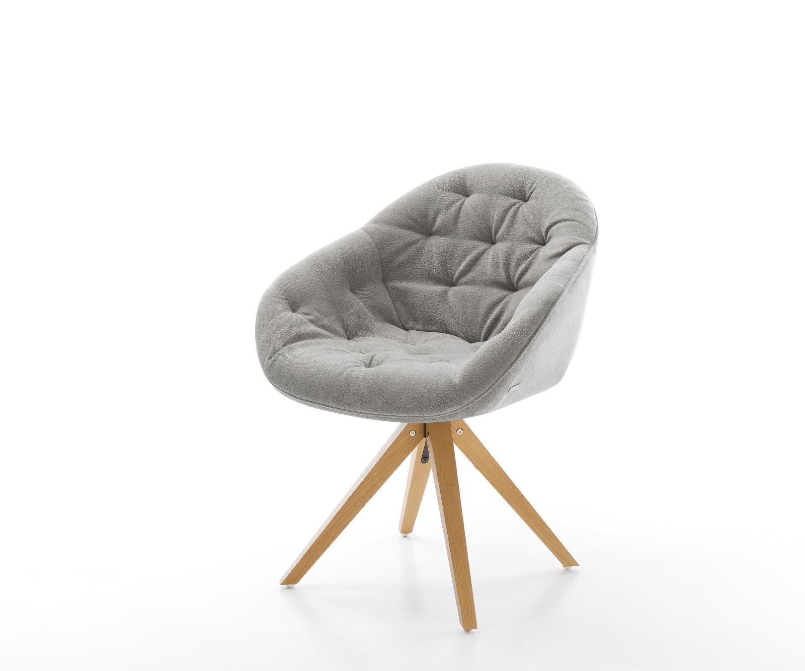 DELIFE Drehstuhl Gaio-Flex Strukturstoff Soft Grau Holzgestell kantig Natur 180° drehbar
