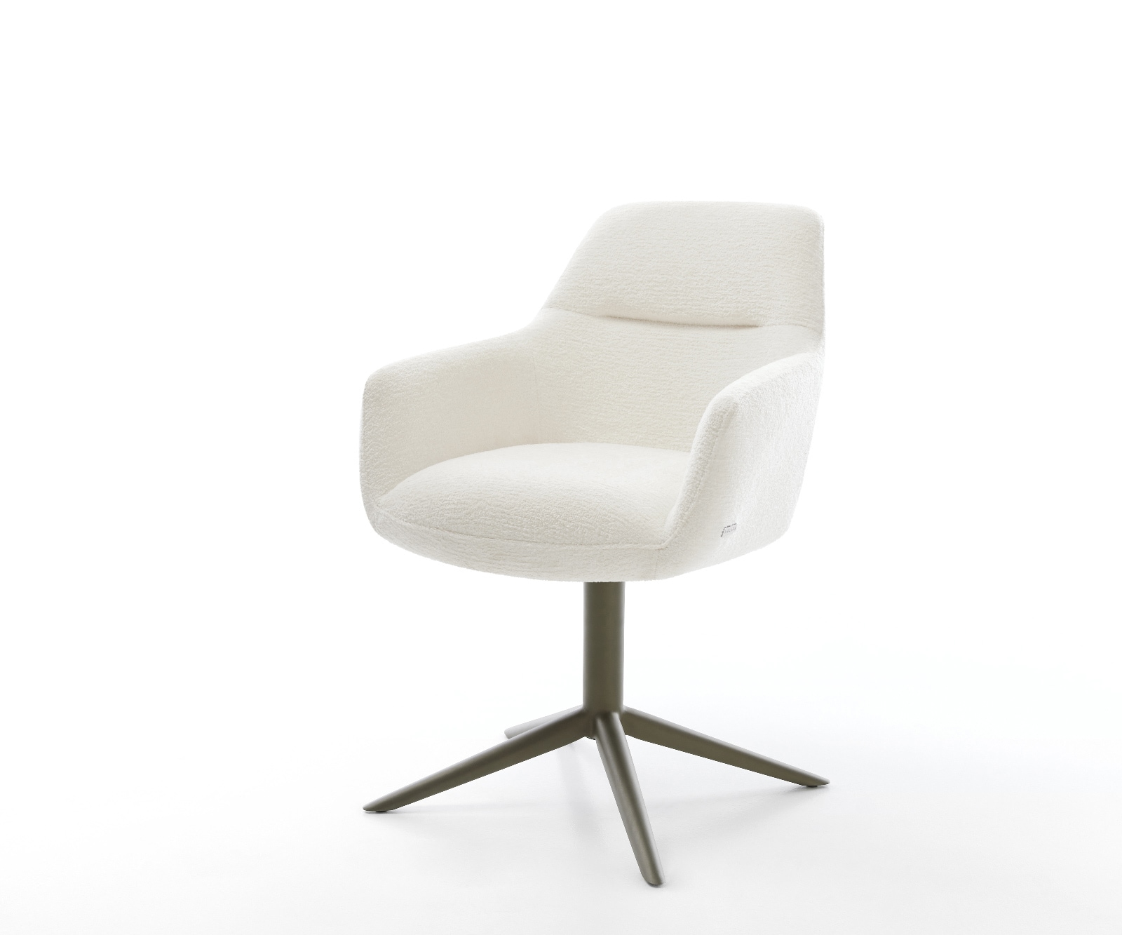 DELIFE Drehstuhl Pejo-Flex Bouclé Soft Beige Fußkreuz Effektfinish Titan 360° drehbar Wippfunktion Taschenfederkern