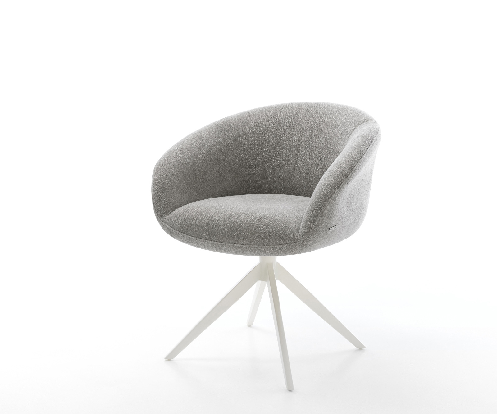 DELIFE Drehstuhl Vinka-Flex mit Armlehnen Strukturstoff Soft Grau Kreuzgestell breit Weiß 360° drehbar Wippfunktion Taschenfederkern