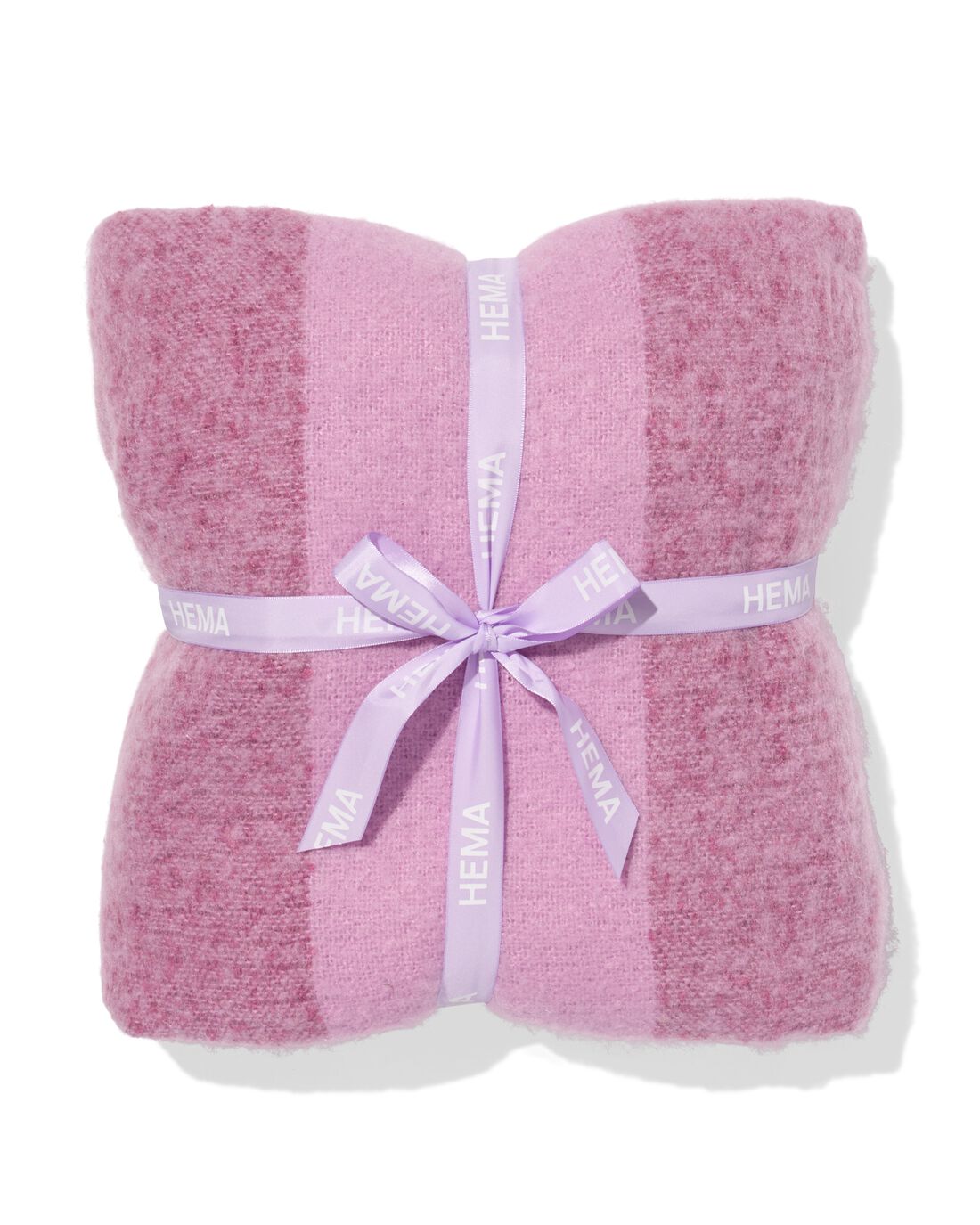 HEMA Plaid 130x150cm Wollook Strepen Paars (roze)