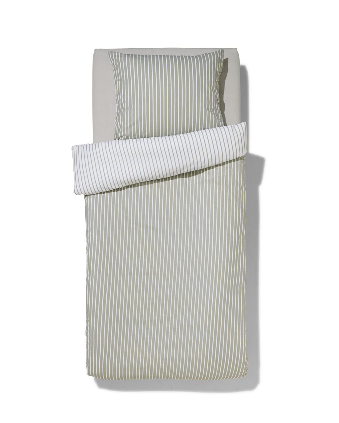 HEMA Dekbedovertrek 140x200/220cm Zacht Katoen Strepen Groen (groen)