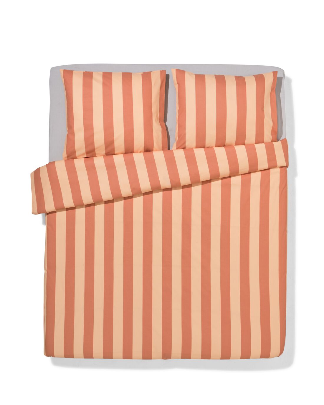 HEMA Dekbedovertrek 200x200/220cm zacht katoen strepen perzik (perzik)