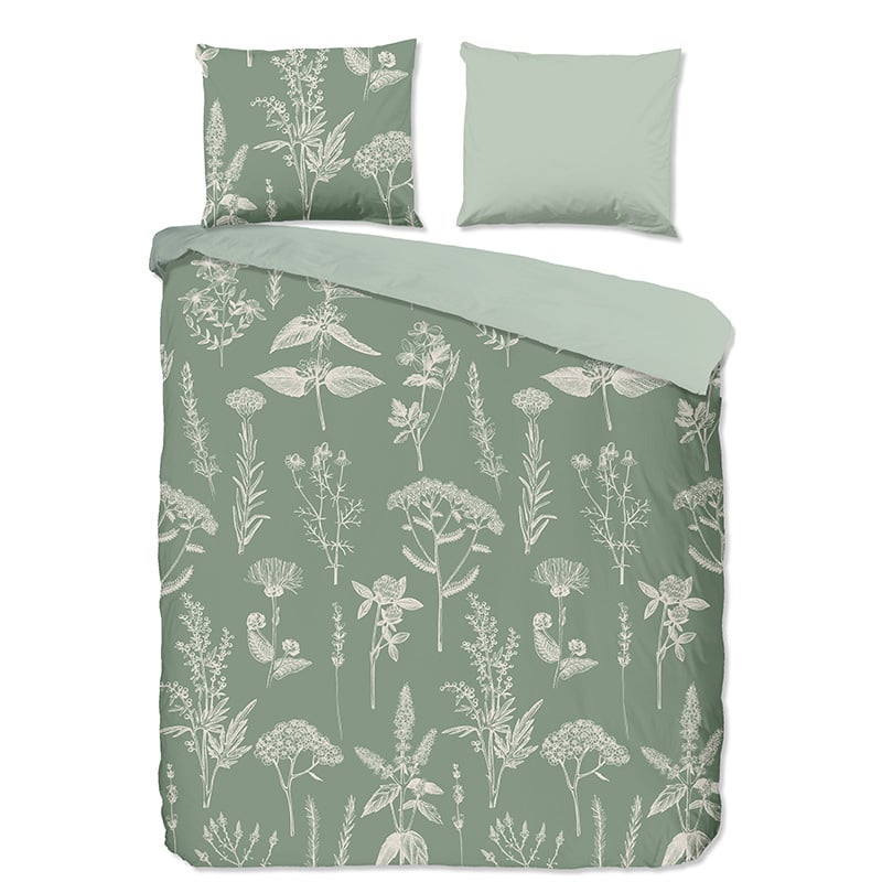 Good Morning Dekbedovertrek KatoenFlanel Herbs LitsJumeaux XL (260x200 Cm) Meerkleurig Katoen Flanel Natuur & Bloemen  - Overtrek - 260x200 Cm - 