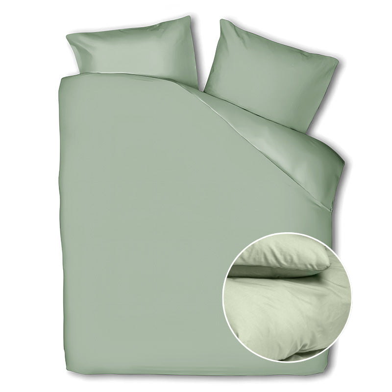 Dreamhouse Dekbedovertrek Percale Katoen Uni LitsJumeaux (240x220 Cm) Jade Groen Percale Katoen Effen  - Overtrek - 240x220 Cm (Lits-Jumeaux) - -