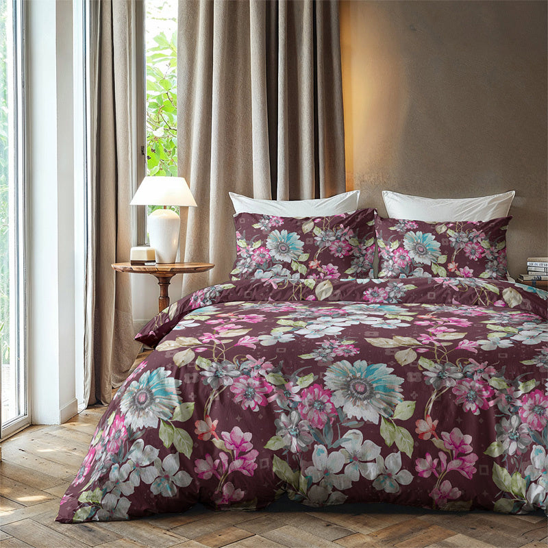 Zydante Dekbedovertrek KatoenFlanel Flower Eenpersoons (140x200 Cm) Meerkleurig Flanel Bloemen  - Overtrek - 140x200 Cm (Eenpersoons) -  - 