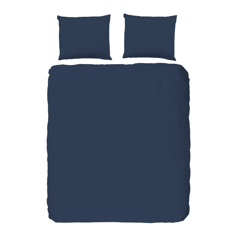 HIP Dekbedovertrek Katoen Satijn Donkerblauw Tweepersoons (200x200 Cm) Donkerblauw Katoen Satijn Effen  - Overtrek - 200x200 Cm (Tweepersoons) - - 