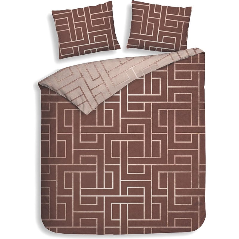 Heckett Lane Dekbedovertrek Katoen Roja Eenpersoons (140x200 Cm) Bruin & Taupe & Beige Katoen Patroon  - Overtrek - 140x200 Cm (Eenpersoons) - - 